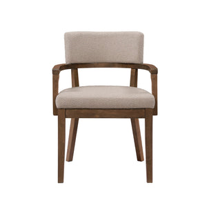 English Elm Christopher Knight Home® - Mid Mid Century Modern Boucle Dining Chairs with Wood Frame, U-Shape Arms, High-Density Foam Comfort khaki,Walnut N771P331337T