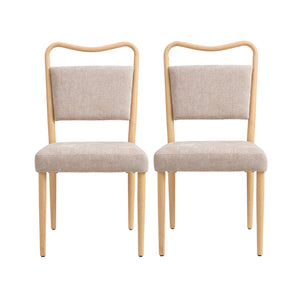 English Elm Armless Dining Chairs Iron Frame Wood Grain Finish Ergonomic Cushioned Seat Set of 2 N771P345831K