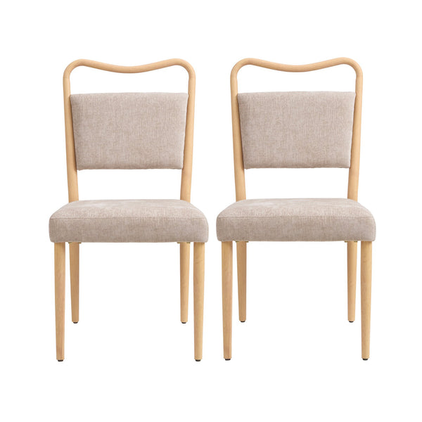 English Elm Armless Dining Chairs Iron Frame Wood Grain Finish Ergonomic Cushioned Seat Set of 2 N771P345831K
