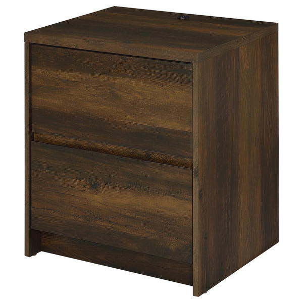 English Elm Geary Dark Pine 2-Drawer Nightstand with LED Lighting, Dual Outlet & USB-A/C Charging Ports for Bedsides B062P375559