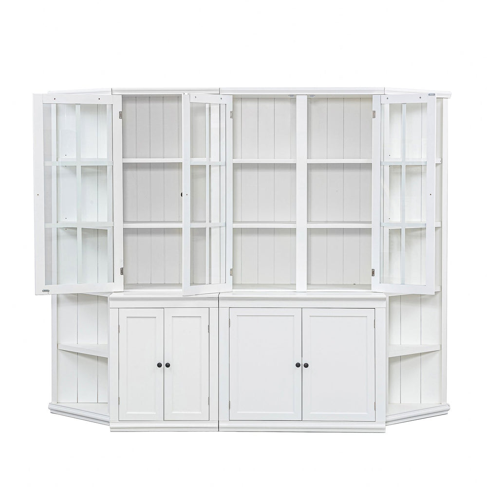 English Elm 75.25'' Retro-Modern Wall Suit 92.9''W with Tempered Glass Doors, Bi-Directional Side Hutch & Ample Storage SUIT03_N845P263124W