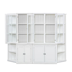 English Elm 75.25'' Retro-Modern Wall Suit 92.9''W with Tempered Glass Doors, Bi-Directional Side Hutch & Ample Storage SUIT03_N845P263124W