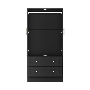 English Elm Shaker Two Door Wardrobe Armoire with Hanging Rod Drawers and Bedroom Storage T3210P477663