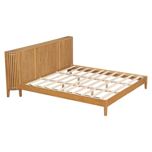 English Elm Christopher Knight Home® - King Solid Wood King Size Bed with Slat Headboard, Dual Side Storage & Display Shelves, Sturdy Comfort N758K532021N