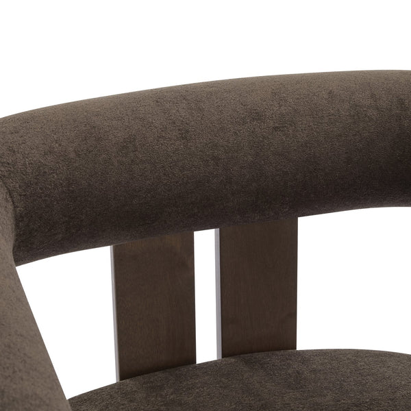 English Elm Christopher Knight Home® - Modern Upholstered Round Arm Accent Chair with Velvet Finish, Elegant Curved Back and Three Legs Design Dark Brown,Walnut 30.5 L x 29 W x 14.5 H N776P216194D