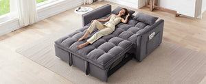 English Elm 55.1-inch Convertible Velvet Futon Sofa Bed with Storage and Adjustable Iron Frame W2564P445797