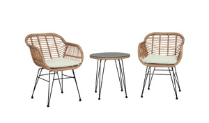 English Elm Antibes 3-Piece Outdoor Conversation Set In Tan & Cream – Stylish, Comfortable & Versatile Design B365P398236