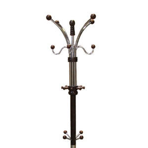 English Elm 73" Tall Chrome and Wood Coat Rack Espresso Finish — Stable 73" organizer with 22.25" base for coats, hats, scarves B072115913