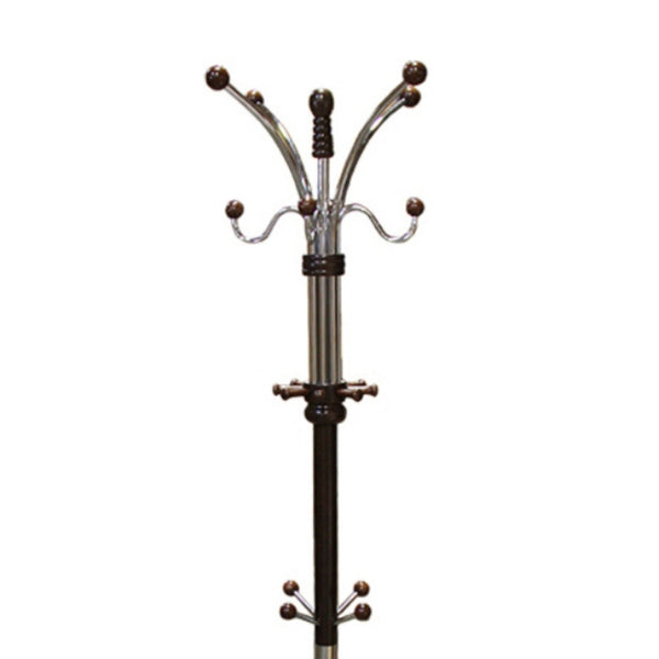 English Elm 73" Tall Chrome and Wood Coat Rack Espresso Finish — Stable 73" organizer with 22.25" base for coats, hats, scarves B072115913