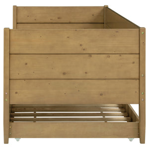English Elm Stewart Twin Daybed With Trundle — Solid Natural Wood Frame, Warm Grain Finish, Space-Saving Guest Bed Setup B062S01300
