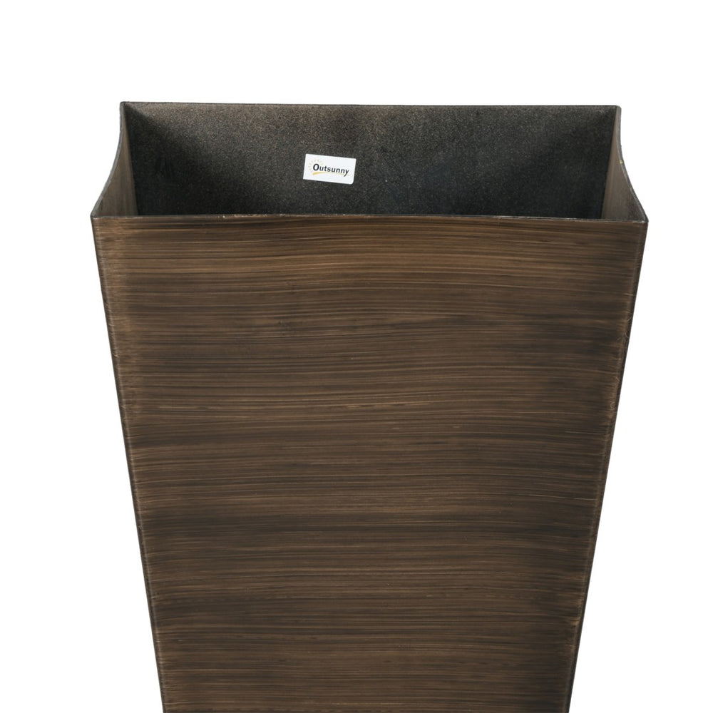 English Elm Outsunny 28" Tall Faux Wood Planters Set Of 3 - Durable, Lightweight, Self-Draining Pots For Garden Use W2225P175542-GIGA