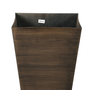 English Elm Outsunny 28" Tall Faux Wood Planters Set Of 3 - Durable, Lightweight, Self-Draining Pots For Garden Use W2225P175542-GIGA