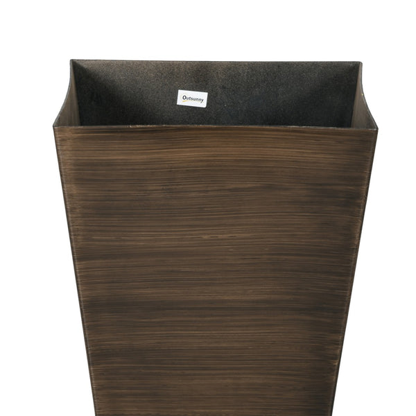 English Elm Outsunny 28" Tall Faux Wood Planters Set Of 3 - Durable, Lightweight, Self-Draining Pots For Garden Use W2225P175542-GIGA