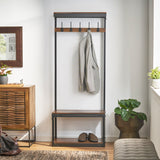 Christopher Knight Home® - Noble House - Willards Modern Industrial Handcrafted Mango Wood Coat Rack With Bench, Cafe Brown And Black