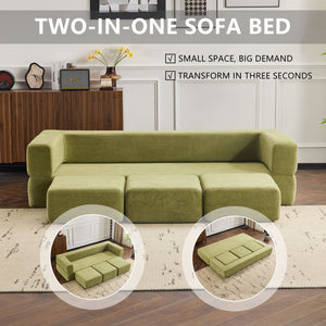 English Elm Ebern Convertible Sectional Sofa - Soft Chenille Floor Bed With Foam Comfort For Small Spaces W1829P280223