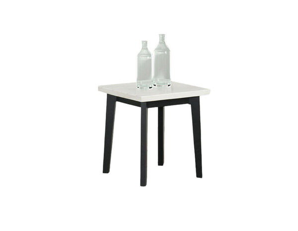 English Elm Contemporary 3-Piece Table Set With Marble Tops, Open Storage, And Stylish Black-White Finish B2741S00645