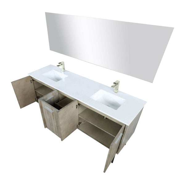 English Elm Rustic Acacia Double Bath Vanity 72" Wide With Cultured Marble Top & Brushed Nickel Faucet Set B2731S01786-GIGA