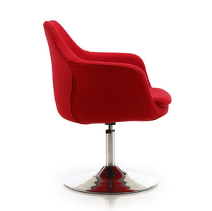 English Elm Kinsey Red Wool-Blend Swivel Lounge Chair with Adjustable Height, Chrome Round Base, Plush Cushion B365P397959