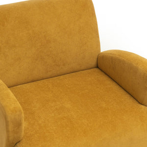 English Elm Lounge Accent Chair Velvet Upholstered Seat with Birch Legs for Compact Living Spaces Brown Yellow W2901P463462