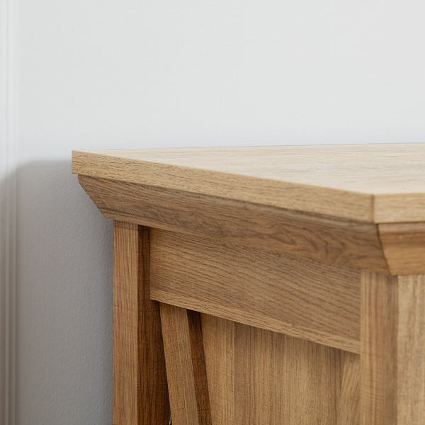 English Elm 6 Drawer Dresser Oak Finish Tall Chest with Silent Metal Rails, Modern Handles, Spacious Storage W2275P206605