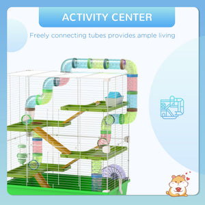 English Elm Pawhut 5-tier Small Pet Habitat with Tubes Tunnels Exercise Wheel and Carry Handles W2225P229563