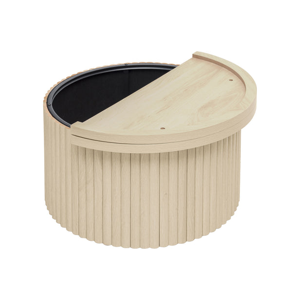 English Elm Coffee Table - Modern Round Accent Table With Flip-Top Design For Small Spaces & Living Rooms W688P248119