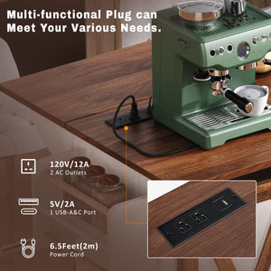 English Elm K&K 55.5" Farmhouse Kitchen Island with Sliding Barn Door, Drop Leaf, Charging Station, Wheels White N707P288229W