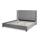 English Elm Manhattan Shelter King Platform Bed Frame, Opal Grey Velvet