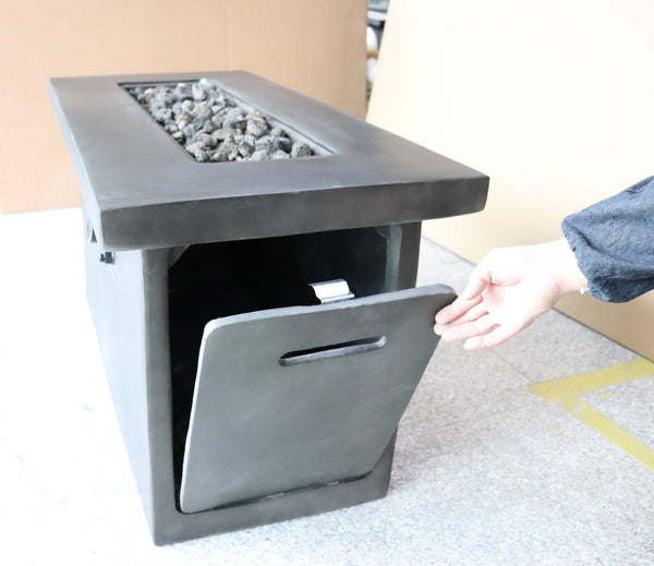 English Elm 24'' Concrete Propane/Natural Gas Outdoor Fire Pit Table with 50,000 BTU, Stainless Steel Burner, Weather-Resistant Gray B120P247439