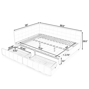 English Elm Full Size Upholstered Tufted Bed Frame - Stylish Velvet Sofa Bed With Armrests & Backrest Comfort W487S00309
