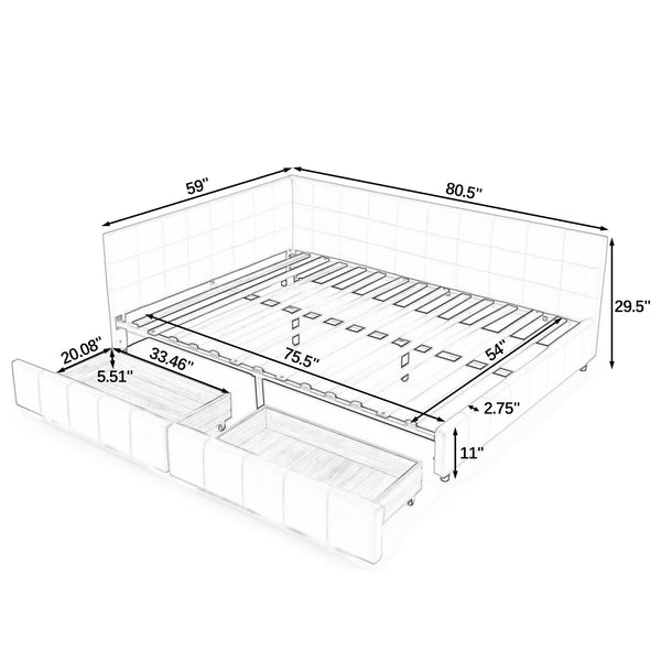 English Elm Full Size Upholstered Tufted Bed Frame With Storage, Chic Velvet Sofa Bed For Bedroom & Living Room W487S00306
