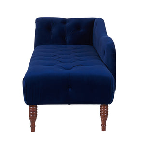 English Elm Jennifer Taylor Home - Samuel Tufted Roll Arm Chaise Lounge in Lux Velvet Upholstery with Kiln-Dried Hardwood Frame and Plush Support Navy Blue B2719P238291