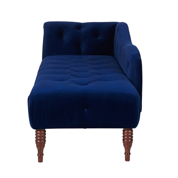 English Elm Jennifer Taylor Home - Samuel Tufted Roll Arm Chaise Lounge in Lux Velvet Upholstery with Kiln-Dried Hardwood Frame and Plush Support Navy Blue B2719P238291
