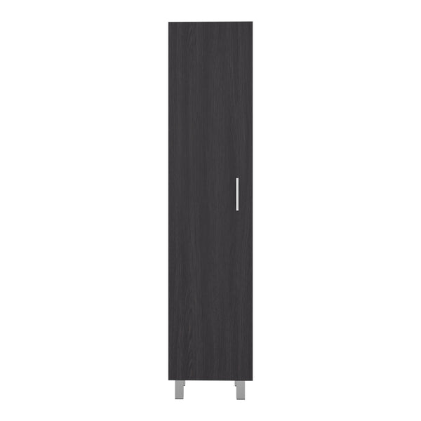 English Elm Vintro Tall Single Door Storage Cabinet with Metal Legs and Four Interior Shelves Black B070P487580