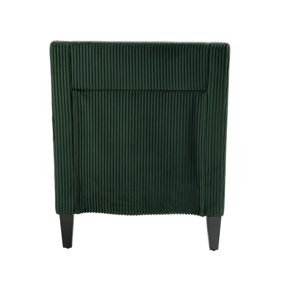 English Elm COOLMORE Modern Accent Chair with Corduroy Upholstery, Solid Wood Frame, Supportive Dual Pillows for Cozy Living Spaces Emerald W395P195360
