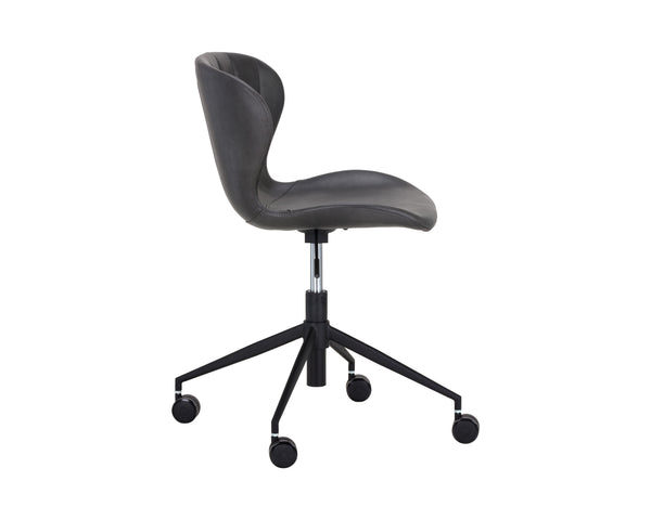Sunpan Arabella Office Chair - Stylish Swivel Design with Channel Tufting, Black Steel Legs & Easy Mobility Bravo Portabella