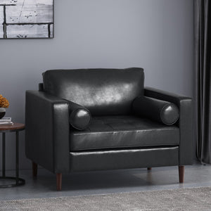 English Elm Christopher Knight Home® - CLUB Sophisticated Faux Leather Club Chair with Espresso Birch Legs, Plush Comfort and Modern Style Black 45 L x 34.25 W x 23.5 H 72623.00