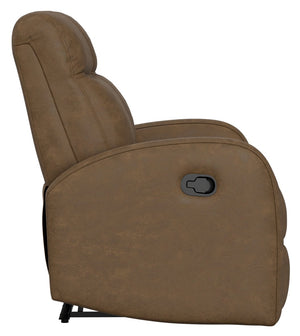 English Elm Beige Manual Reclining Loveseat with Dual Contoured Seats for Compact Living Spaces Brown B361P484466