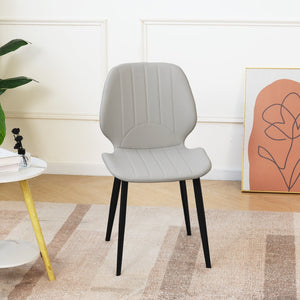 English Elm Modern Faux Leather Dining Chairs with Matte Black Legs Set of Two Gray Seating W1535P449690