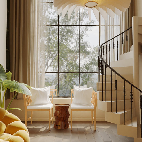 English Elm Farmhouse Solid Rubberwood Dining Chairs Set of 2 with Breathable Rattan Weave — Quiet Luxury Design Natural,White N842P294503A