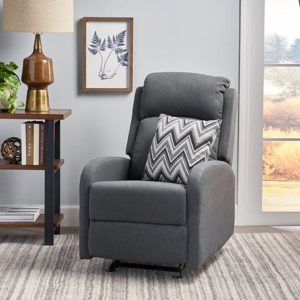 English Elm Christopher Knight Home® - 25" Plush Waterfall Backrest Manual Rocker Recliner with Curved Arms and Smooth Lever Recline Dark Gray 62805.00DGRY