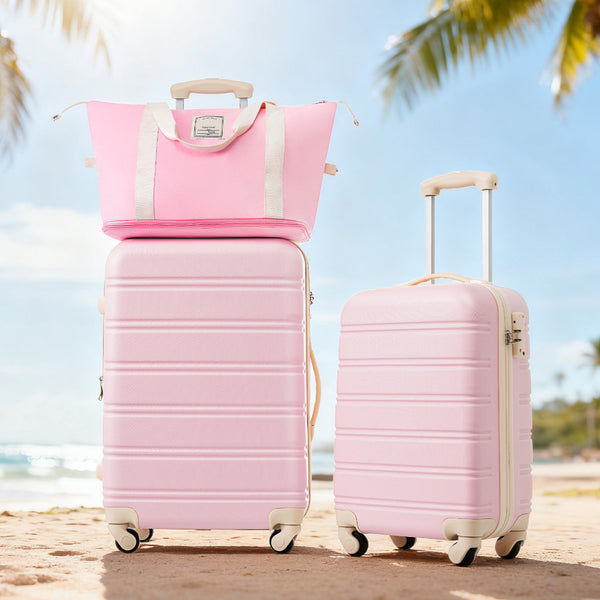 English Elm Hardshell Abs Spinner Luggage Set with Tsa Lock Carry on and Checked Suitcase Trio Light Pink PP309433AAU