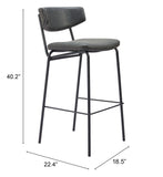 Charon Barstool - Set of 2 Vintage Black 110261 Zuo Modern