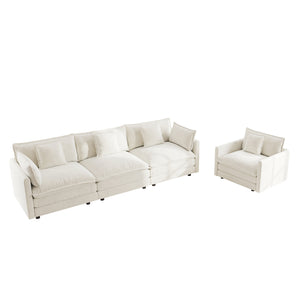 English Elm 3-piece Chenille Sectional Sofa Set Modern Deep Seat Living Room Apartment Seating W714S00558
