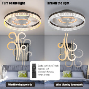 English Elm 20" Brown Ceiling Fan LED Light with Crystal Ring, Silent 21dB, 6 Speeds, Remote Dimmable 3000-6000K W2312P374768