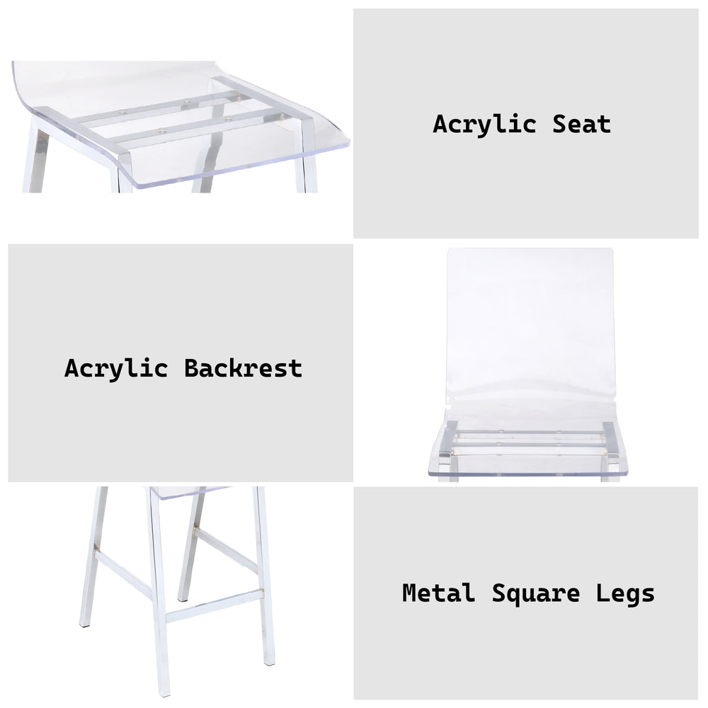 English Elm Nadie Acrylic Counter Chairs with Chrome Legs Airy Modern Set for Kitchen Islands B2726P448768