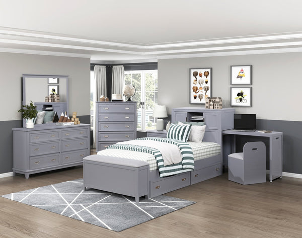 English Elm Gray Lacquer Six Drawer Dresser with Dovetail Wood Construction for Modern Bedrooms Gray B011P463881