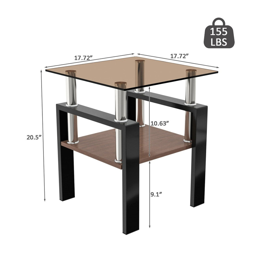 English Elm Set Of 2 Modern Tempered Glass Side Tables - Stylish, Durable Coffee & End Tables For Any Space W241P300312-GIGA
