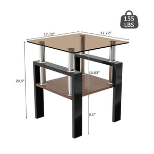 English Elm Set Of 2 Modern Tempered Glass Side Tables - Stylish, Durable Coffee & End Tables For Any Space W241P300312-GIGA