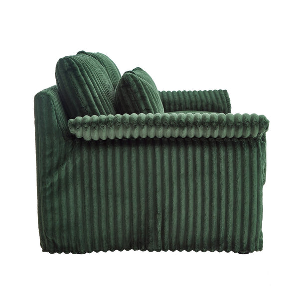 English Elm 74" Corduroy Loveseat Plush 2-seater Sofa with Pillow Arms for Compact Living Spaces Dark Green W1669P368991